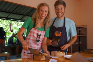 Making khao soi curry at our cooking class
