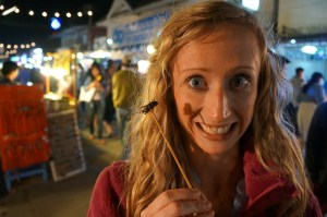 A little wary to begin our insect tasting.