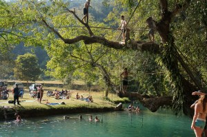 Enjoying a swim in the lagoon! Where are the lifeguards?