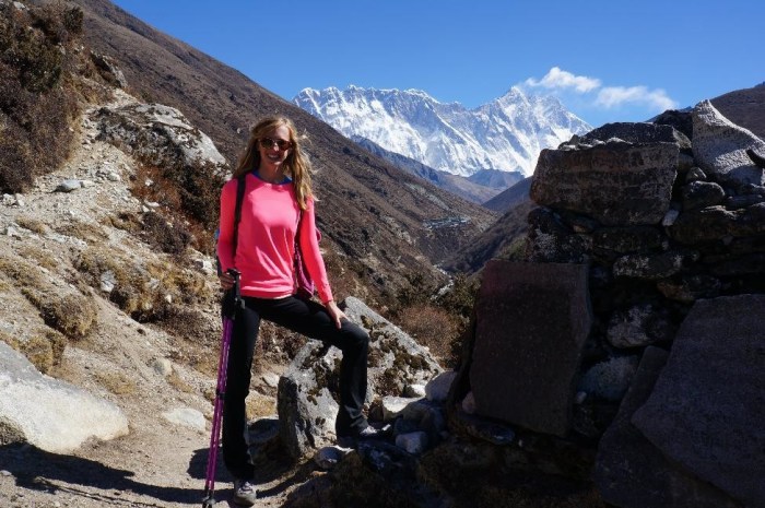 Alison was an all-star.  Lhotse (27,940 Ft) in the background, the 4th highest mountain in the world.
