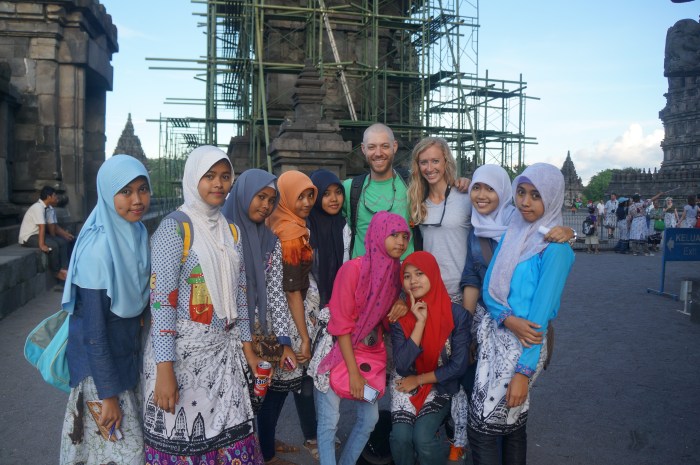 These girls insisted we take a picture with them at Prambanan Temple in Central Java.
