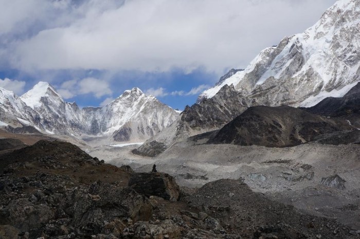 First look at the Khumbu Icefall in the distance