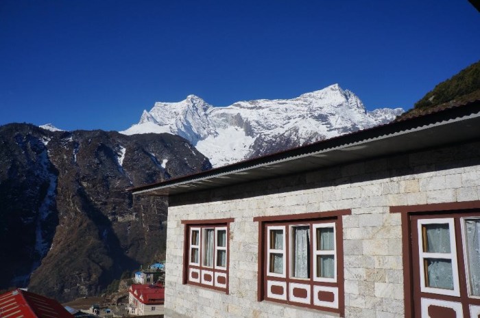 View of Kongde Ri (20,300 ft) from our guesthouse