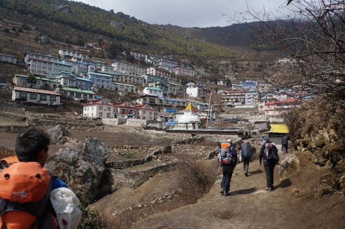 First peak at Namche Bazaar on the hike in