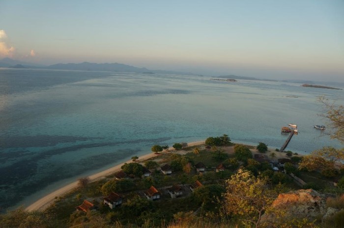 Aerial view of the beach bungalows.