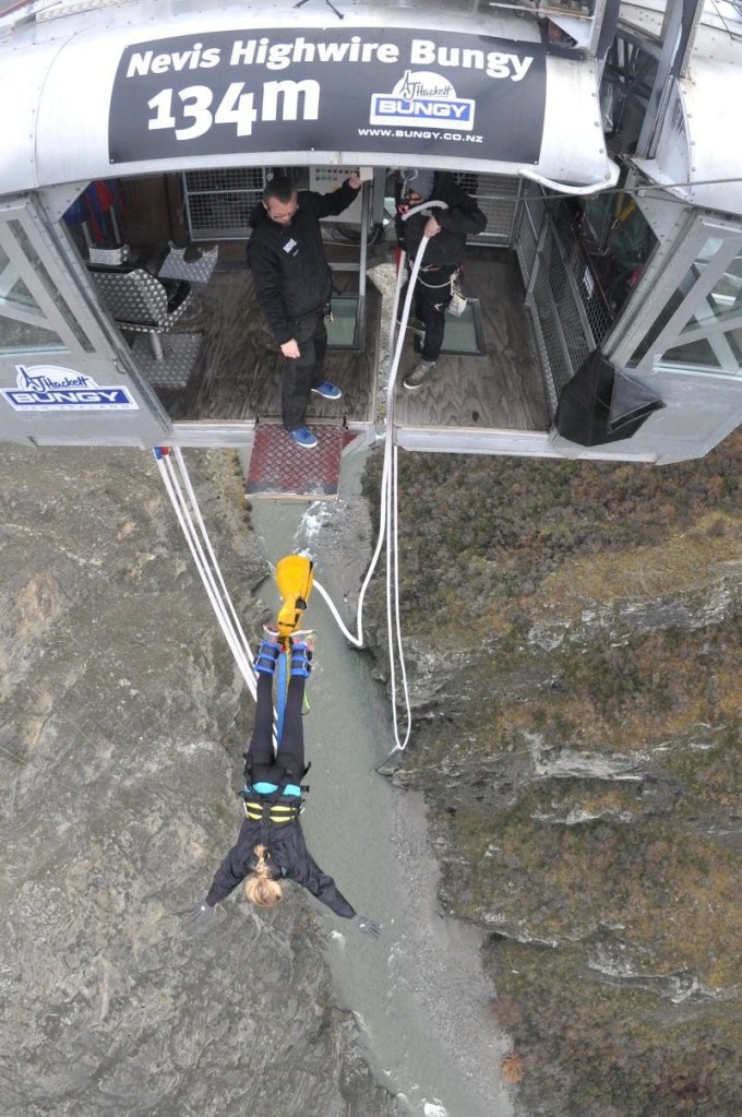 Alison killing it on the Nevis Bungy in Queenstown