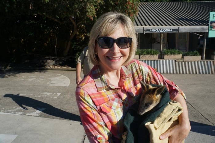 Pam holding a baby wallaby!