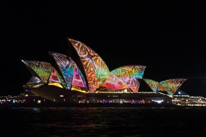 The Opera House lit up during the Vivid light show!
