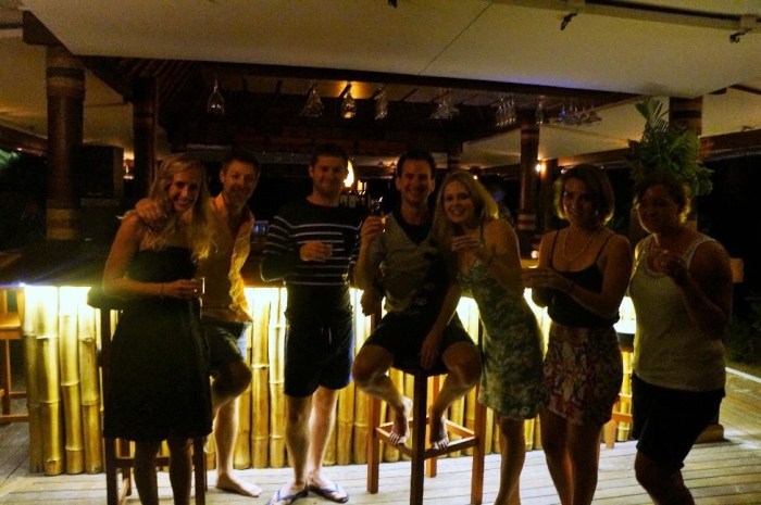 Drinks with our new friends from England, Australia and New Zealand.