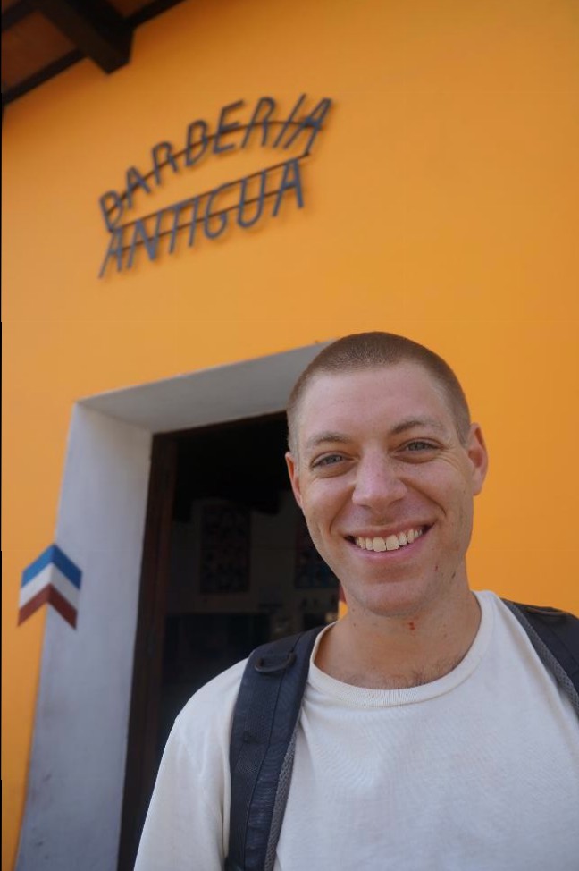 Brian sporting his new look and a minor injuries from his shave!