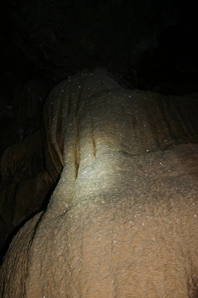 Periodically throughout the cave, we found calcium carbonate formations on the cave walls which sparkled like diamonds - pretty incredible!