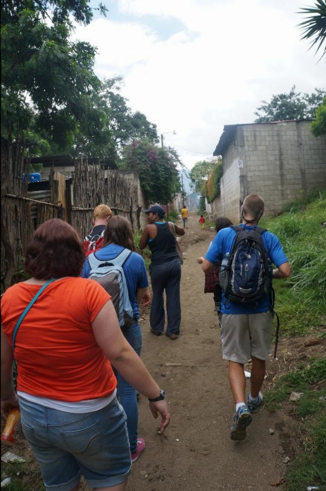 Walking around the community surrounding the school.