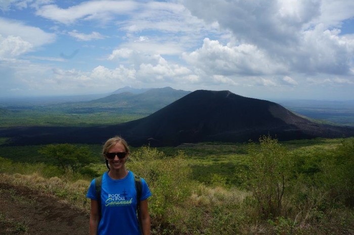 Start of the El Hoyo hike - that's Cerro Negro in the background, the most active volcano in Nicaragua