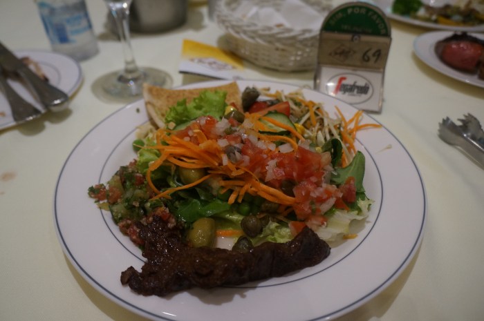 What a dietitian's plate looks like. I warned Brian that I wasn't going to eat my money's worth. 