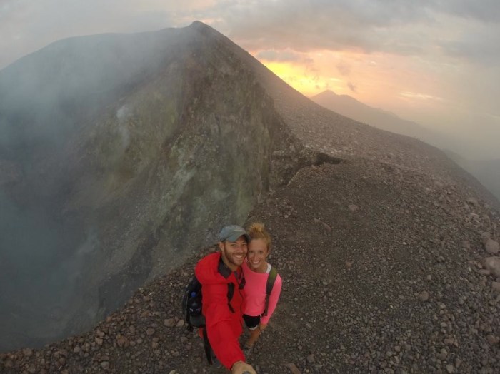 Telica crater at sunset