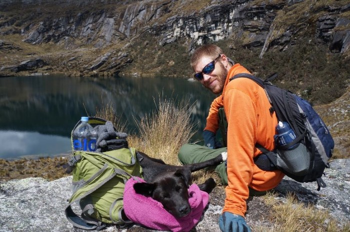 Negro making himself comfortable during a short trekking break.