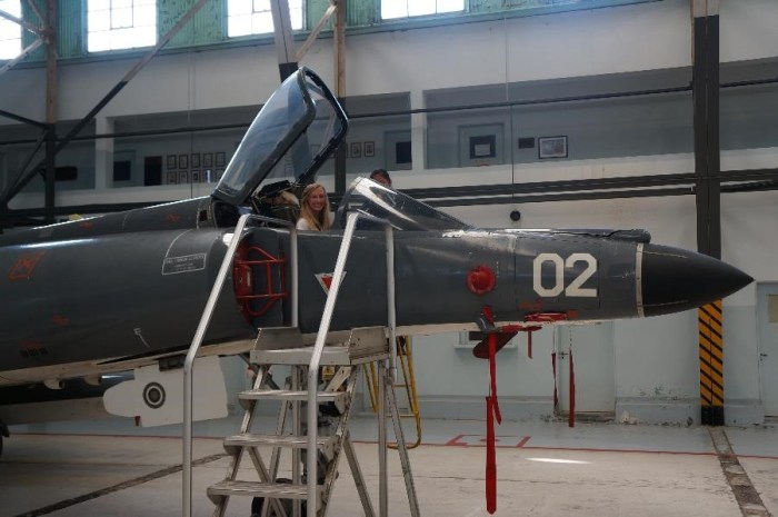 Alison in a fighter plane that sunk two British battleships in the Falkland Islands war