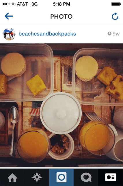 Breakfast in bed made by Esteban's mom for us to eat...in her master bedroom